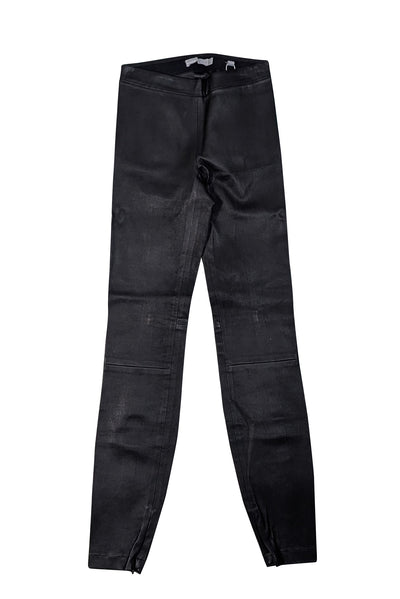 Vince - Black Lamb Leather Seamed Leggings Sz XS - Current Boutique