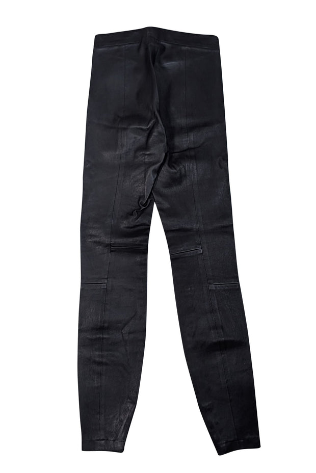 Vince - Black Lamb Leather Seamed Leggings Sz XS - Current Boutique
