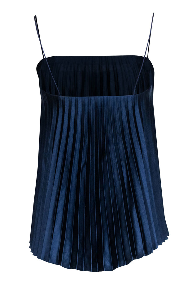 Current Boutique-Vince - Navy Pleated Satin Sleeveless Top Sz XS
