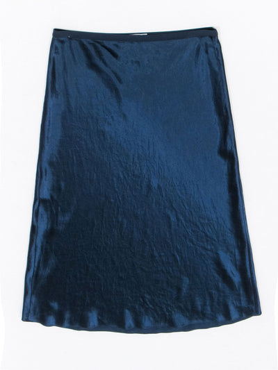Current Boutique-Vince- Navy Satin A-line Midi Skirt Sz L
