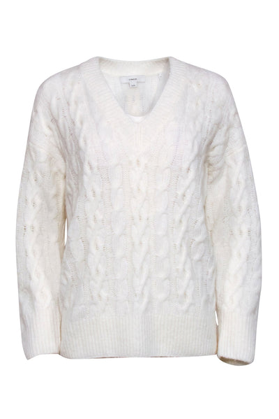 Current Boutique-Vince - Cream Alpaca Wool Blend Cable Knit Sweater Sz XS
