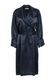 Current Boutique-Vince - Navy Satin Trench Coat Sz XS