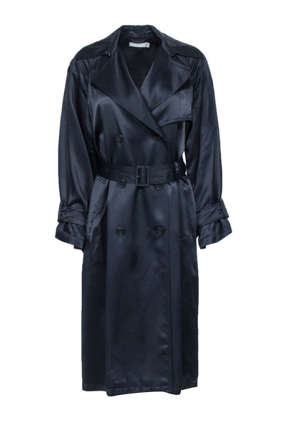 Current Boutique-Vince - Navy Satin Trench Coat Sz XS
