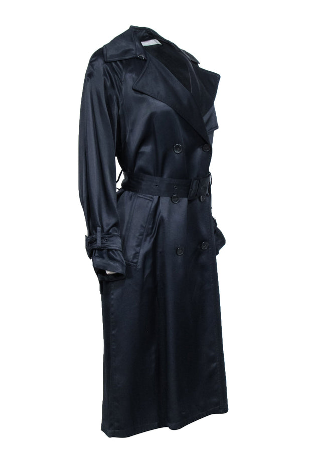 Current Boutique-Vince - Navy Satin Trench Coat Sz XS