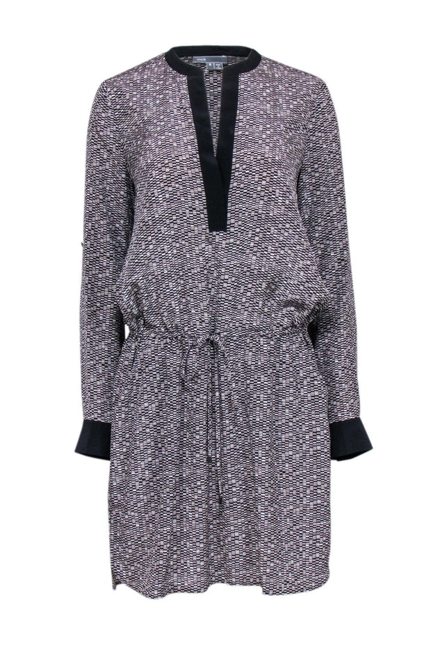 Current Boutique-Vince - Black & Grey Geo Print Drawstring Dress Sz M