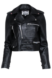 Current Boutique-Walter Baker - Black Leather Biker Jacket w/ Silver Hardware Sz XS