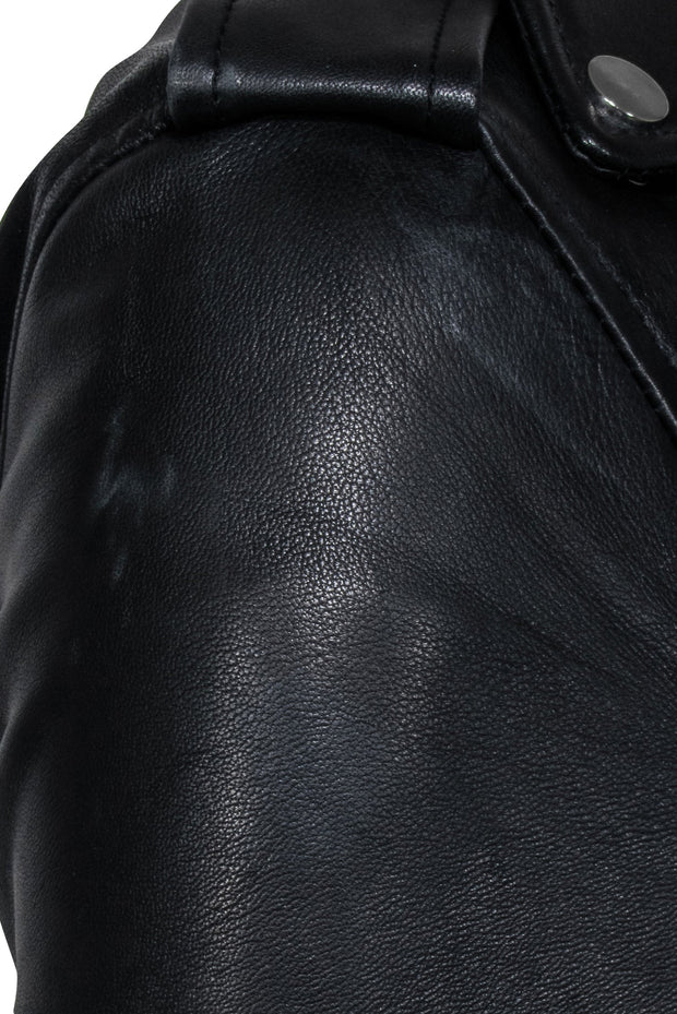 Current Boutique-Walter Baker - Black Leather Biker Jacket w/ Silver Hardware Sz XS