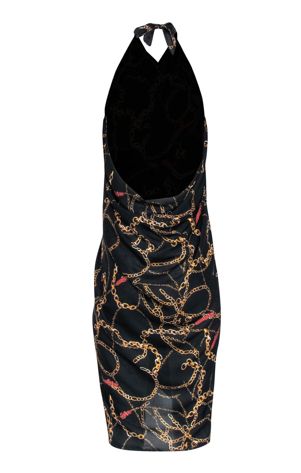 Current Boutique-Walter Baker - Black w/ Gold Chain Print Semi-Sheer Sarong One Size