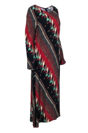 Current Boutique-Warm - Red, Black, & Cream Multicolor Print Long Sleeve Maxi Dress Sz 2