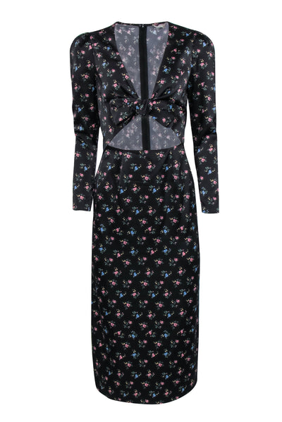 Current Boutique-Wayf - Black w/ Dainty Pink Floral Print Middle Cut-Out Dress Sz XS