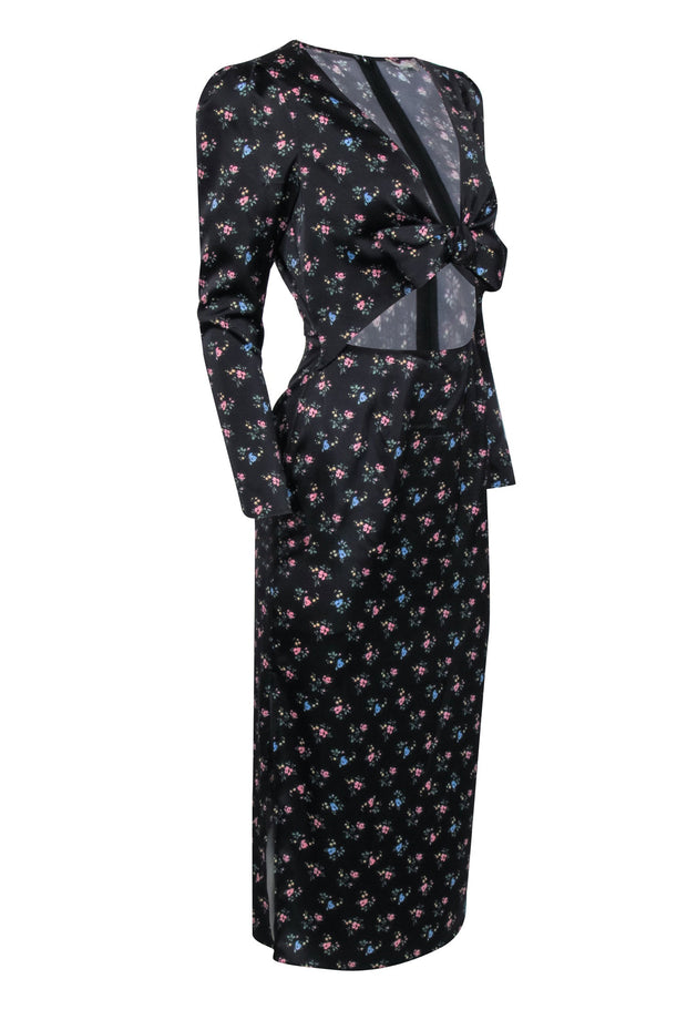 Current Boutique-Wayf - Black w/ Dainty Pink Floral Print Middle Cut-Out Dress Sz XS