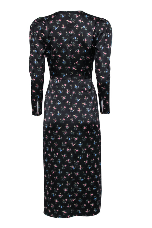 Current Boutique-Wayf - Black w/ Dainty Pink Floral Print Middle Cut-Out Dress Sz XS