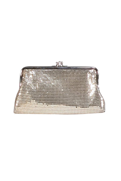 Whiting & Davis - Silver Chain Metal Metallic Mini Clutch Bag - Current Boutique