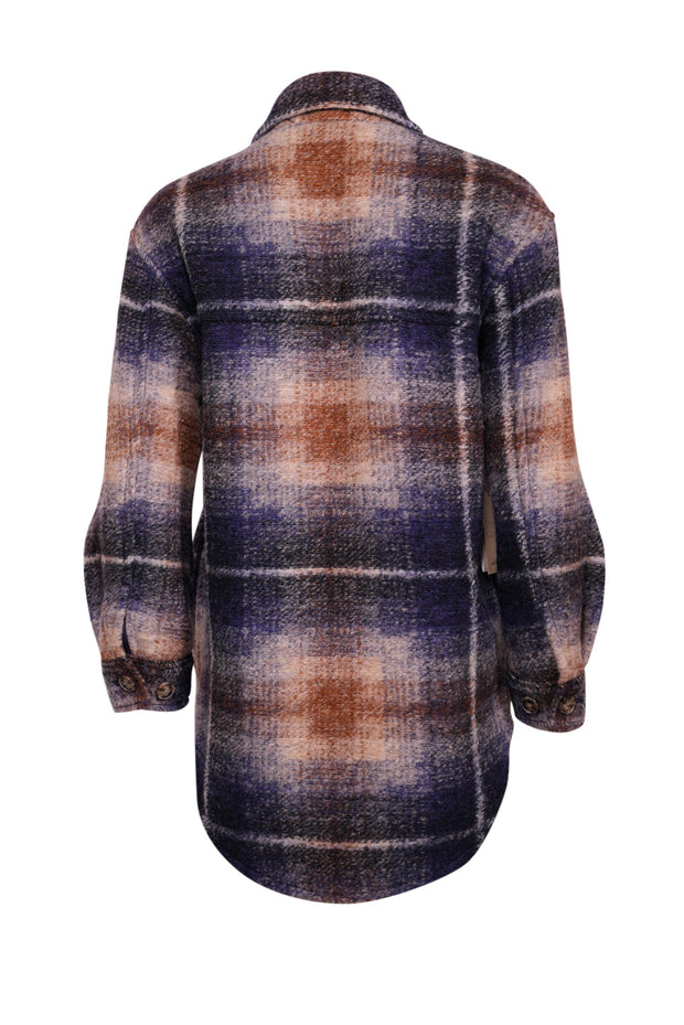 Current Boutique-Wilfred - Navy, Tan, & Cream Plaid Shacket Sz XS