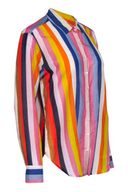 Current Boutique-Xirena - Blue & Multicolor Stripe Button Front Shirt Sz S