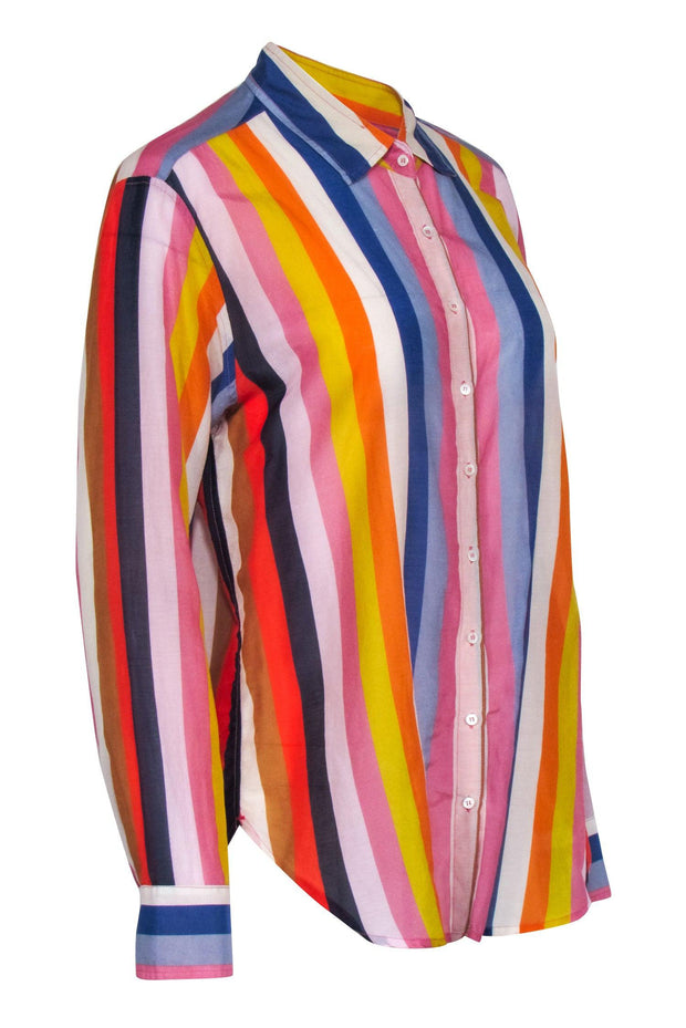 Current Boutique-Xirena - Blue & Multicolor Stripe Button Front Shirt Sz S
