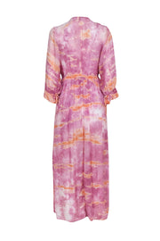 Current Boutique-Young Fabulous & Broke - Purple & Orange Tie Dye Cropped Sleeve Midi Dress Sz S