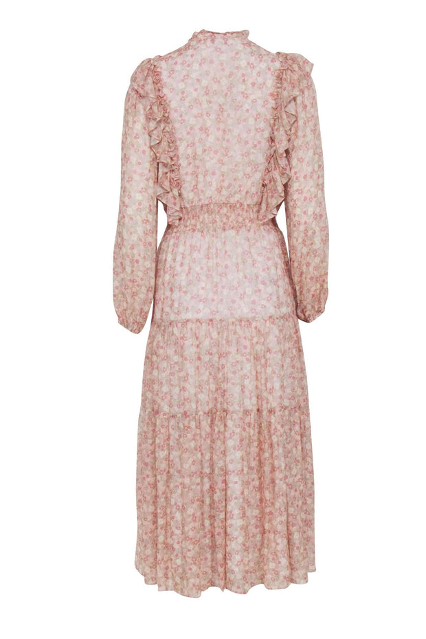 Current Boutique-Yumi Kim - Pink Floral Print Long Sleeves Maxi Dress Sz XS