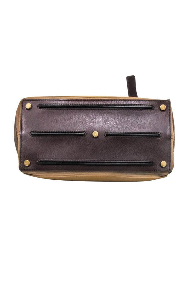 Current Boutique-Yves Saint Laurent - Mustard Yellow & Brown Leather Muse Satchel Bag