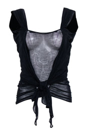 Current Boutique-Yves Saint Laurent - Navy Sleeveless Semi Sheer Top Sz S