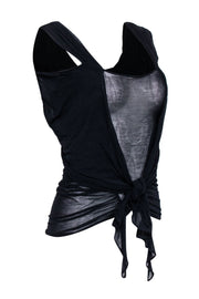 Current Boutique-Yves Saint Laurent - Navy Sleeveless Semi Sheer Top Sz S