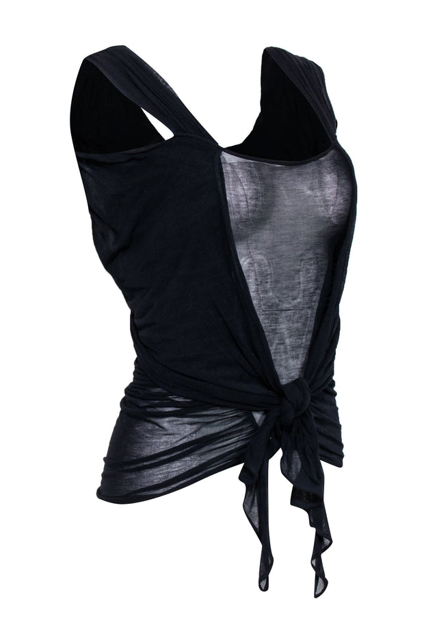 Current Boutique-Yves Saint Laurent - Navy Sleeveless Semi Sheer Top Sz S