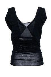 Current Boutique-Yves Saint Laurent - Navy Sleeveless Semi Sheer Top Sz S