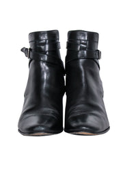 Current Boutique-Yves Saint Laurent - Black Leather Ankle Strap Boots Sz 8.5