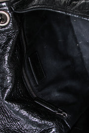 Current Boutique-Yves Saint Laurent - Black Patent Leather Chevron "Niki" Shoulder Bag