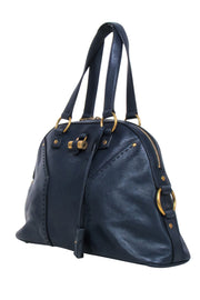 Current Boutique-Yves Saint Laurent - Navy Leather Barrel Handbag
