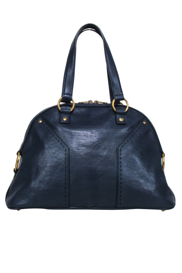Current Boutique-Yves Saint Laurent - Navy Leather Barrel Handbag