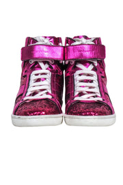 Current Boutique-Yves Saint Laurent - Pink Glitter High Top Sneakers Sz 5
