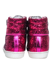 Current Boutique-Yves Saint Laurent - Pink Glitter High Top Sneakers Sz 5