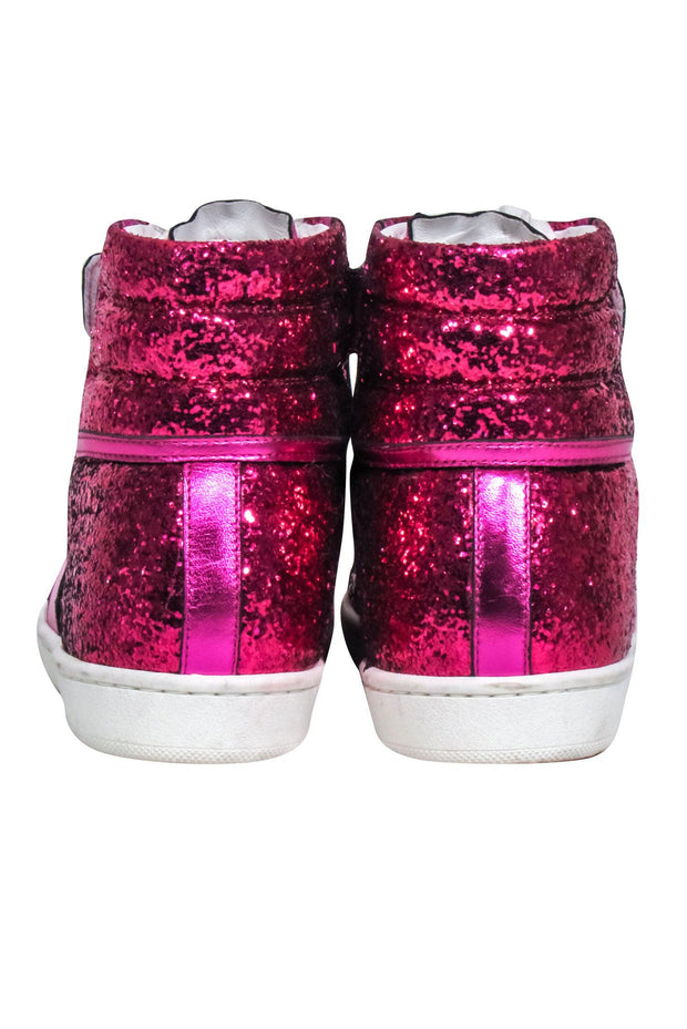 Current Boutique-Yves Saint Laurent - Pink Glitter High Top Sneakers Sz 5