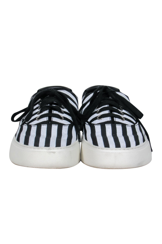 Current Boutique-Saint Laurent - Black & White Stripe Low Top Sneaker Sz 7.5