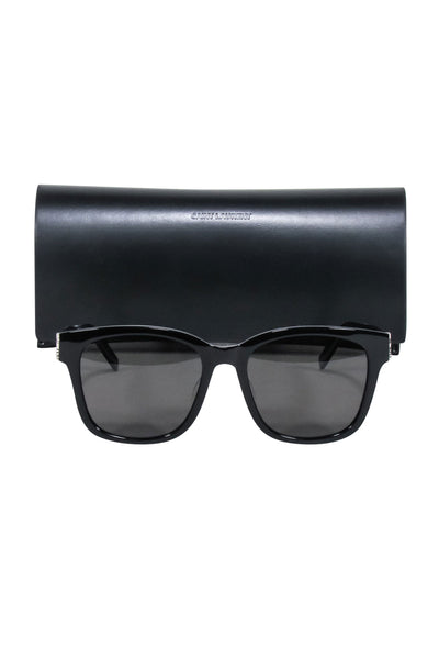 Current Boutique-Yves Saint Laurent - Black Square Sunglasses w/ Logo Side Detail