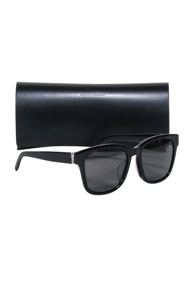 Current Boutique-Yves Saint Laurent - Black Square Sunglasses w/ Logo Side Detail