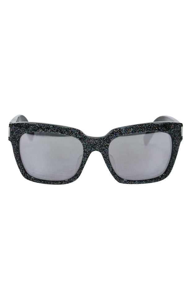 Current Boutique-Yves Saint Laurent - Black w/ Glitter print Detail Square Sunglasses