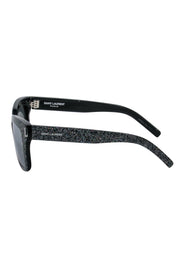 Current Boutique-Yves Saint Laurent - Black w/ Glitter print Detail Square Sunglasses