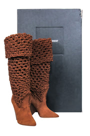 Current Boutique-Yves Saint Laurent - Tan Suede Twine Soho Niki 105 Thigh High Boots Sz 9