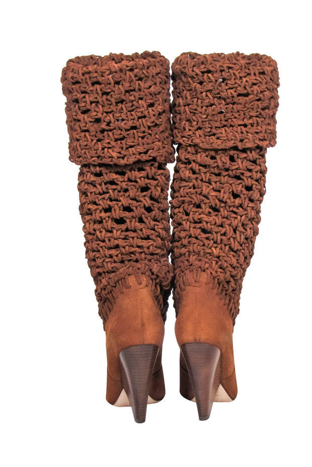 Current Boutique-Yves Saint Laurent - Tan Suede Twine Soho Niki 105 Thigh High Boots Sz 9