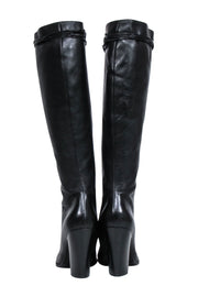 Current Boutique-Yves Saint Laurent - Black Leather Lace-Up Tall Boots Sz 9.5