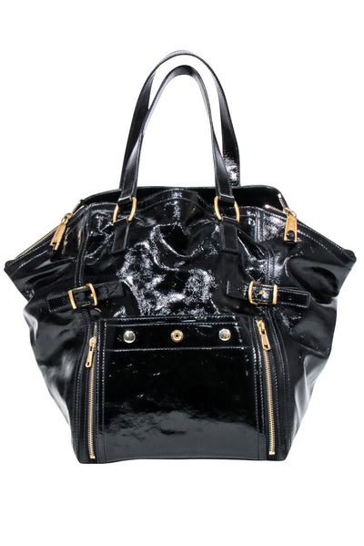 Current Boutique-Yves Saint Laurent - Black Patent Leather Downtown Tote