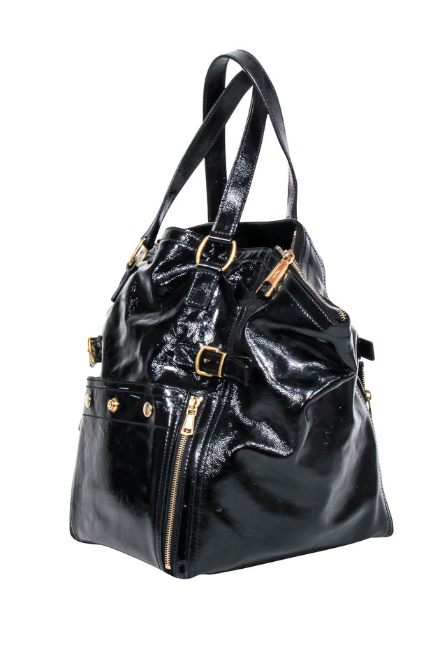 Current Boutique-Yves Saint Laurent - Black Patent Leather Downtown Tote