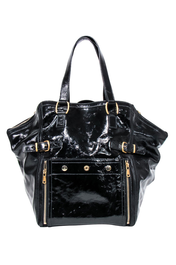 Current Boutique-Yves Saint Laurent - Black Patent Leather Downtown Tote