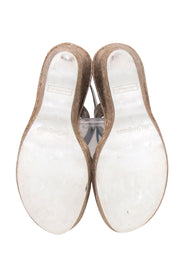 Current Boutique-Yves Saint Laurent - Beige Patent Leather Wedges Sz 7