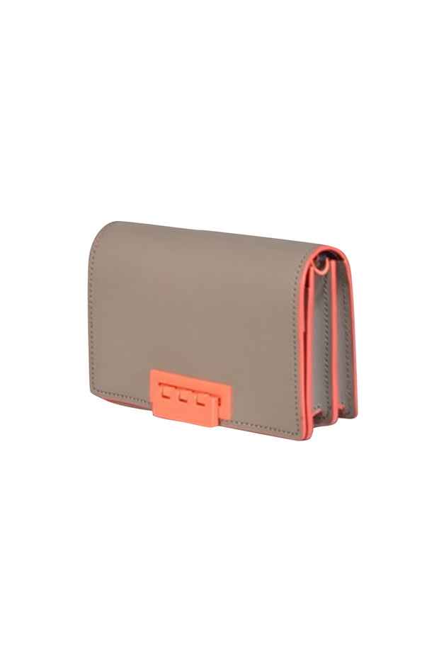 Current Boutique-Zac Posen - Grey & Coral Trim Crossbody Bag