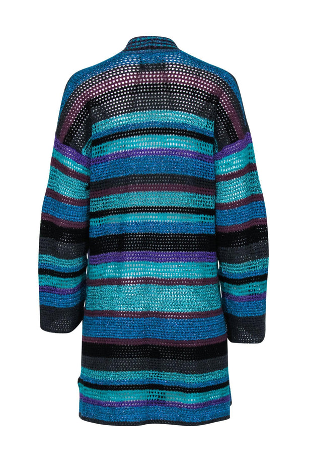 Current Boutique-Zadig & Voltaire - Blue & Multicolor Striped Crochet Cardigan Sz S