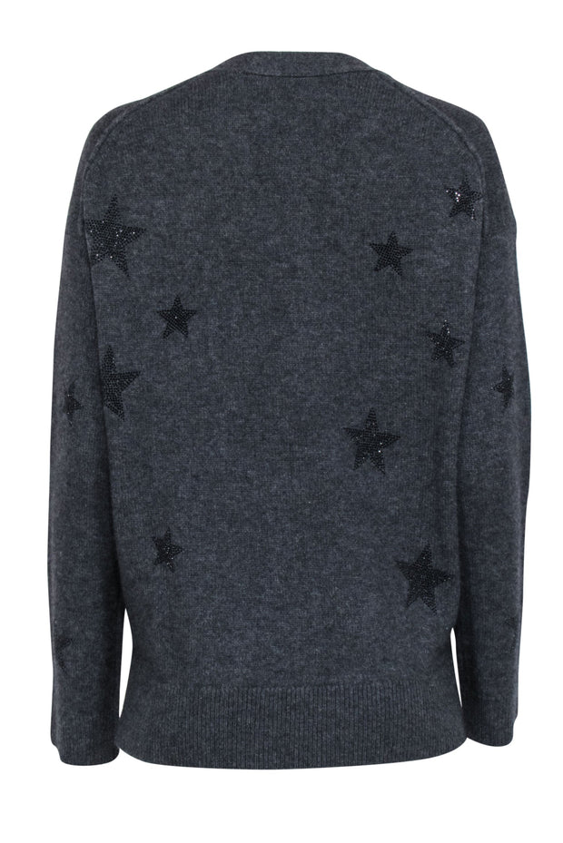 Current Boutique-Zadig & Voltaire - Grey Cashmere Cardigan w/ Star Detail Sz M
