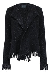 Current Boutique-Zadig & Voltaire - Black & Silver Metallic Open Front Cardigan Sz S